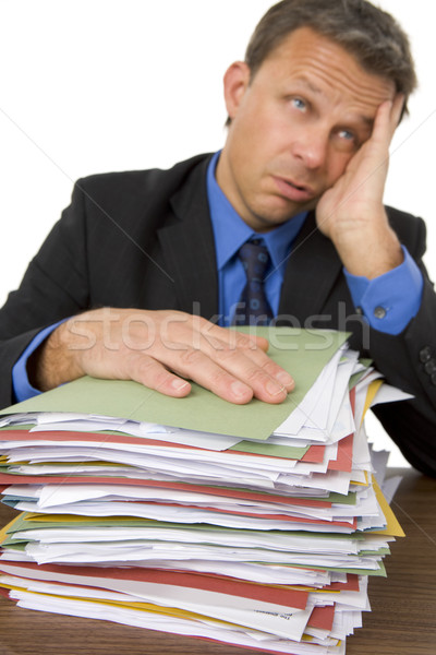 Geschäftsmann überwältigt Papierkram Mann Schreibtisch Dateien Stock foto © monkey_business