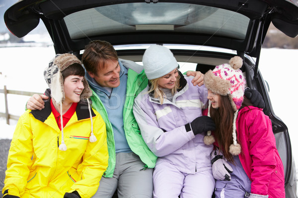 Teenage Family Sitting In Boot Of Car Wearing Winter Clothes Stock photo © monkey_business
