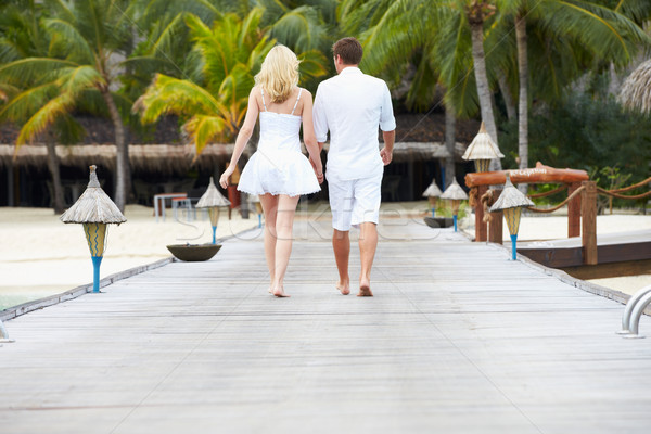Rear View Of Couple Walking On Wooden Jetty Stock photo © monkey_business