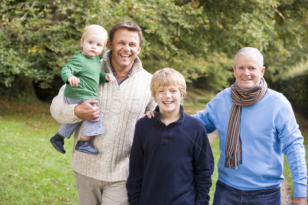 Stockfoto: Grootvader · lopen · vader · kleinzoon · najaar · pad