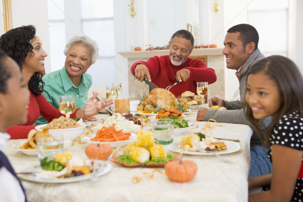 Familie alle samen christmas diner gelukkig Stockfoto © monkey_business
