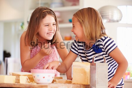 Friends, Sleepwear, Sofa, Women, Drinking, Wine, Alcohol, Pajama Stock photo © monkey_business