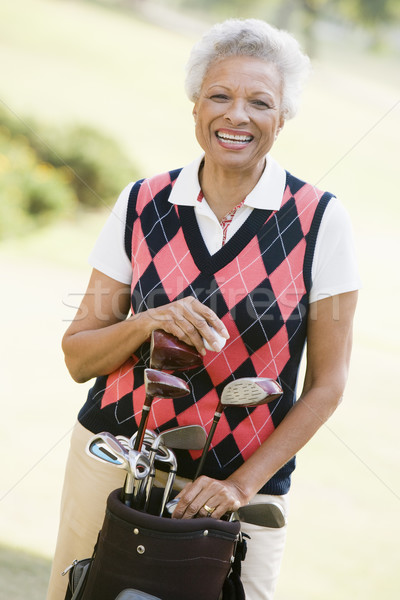 Foto stock: Retrato · femenino · golfista · mujer · deporte · color