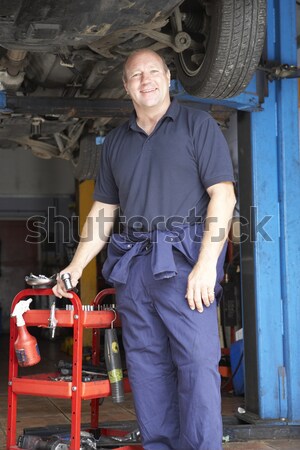 Warehouse worker standing by forklift Stock photo © monkey_business