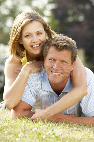 Stock photo: Young couple having fun in countryside