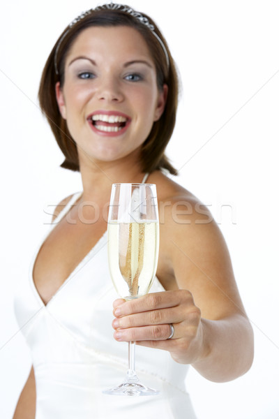 Portrait mariée verre de vin femme mariage [[stock_photo]] © monkey_business