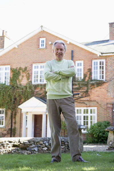 Homem feliz jardim sorridente gramado senior Foto stock © monkey_business