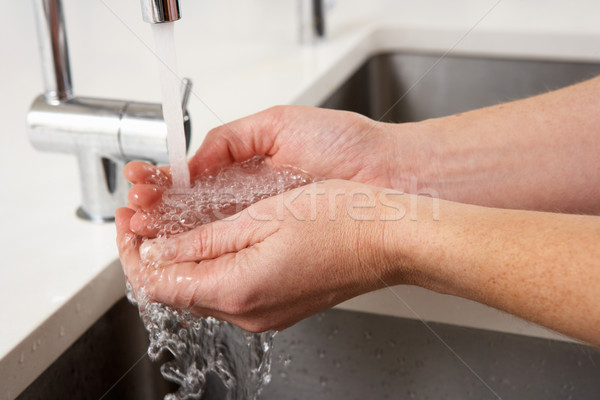 Close Up Of Woman Washing Hands At Kitchen Sink Stock photo © monkey_business