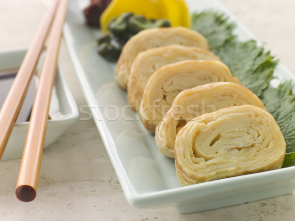 Rolled Dashi Omelette with Pickled Vegetables Soy and Shiso with Stock photo © monkey_business