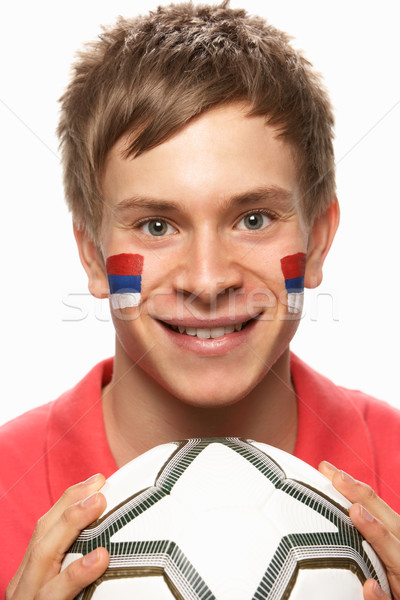Young Male Football Fan With Serbian Flag Painted On Face Stock photo © monkey_business