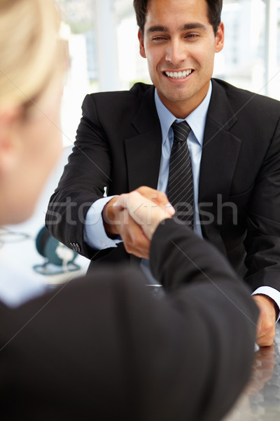 Rozmowa kwalifikacyjna kobieta biuro ręce strony pracy Zdjęcia stock © monkey_business