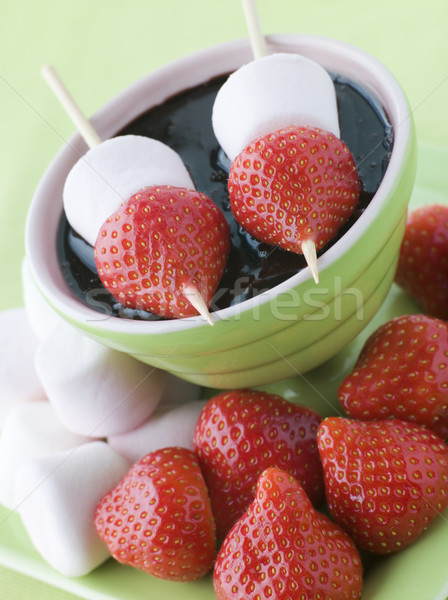 Strawberry and Marshmallow Sticks with Chocolate Sauce Stock photo © monkey_business