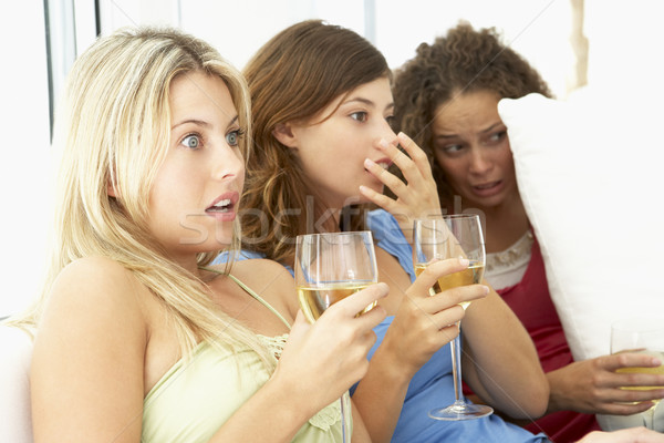 Női barátok néz ijesztő film együtt Stock fotó © monkey_business