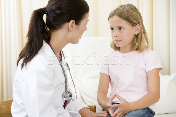Stock foto: Arzt · junge · Mädchen · Prüfung · Zimmer · Frau · Mädchen