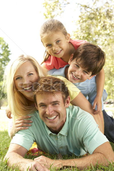 Foto stock: Família · grupo · parque · crianças · homem