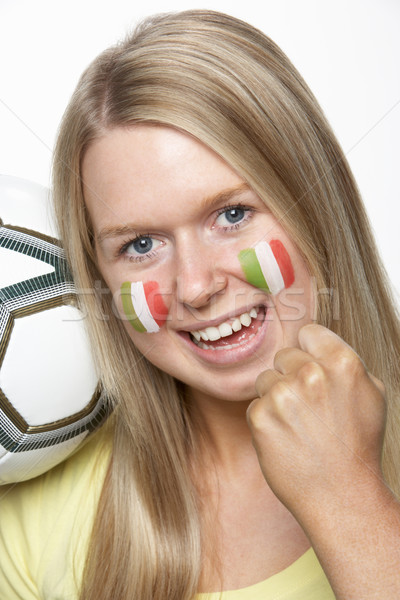 Jovem feminino esportes ventilador bandeira italiana pintado Foto stock © monkey_business