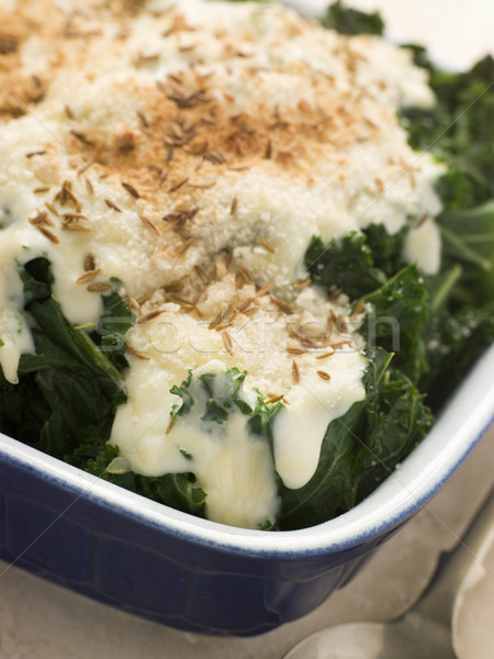 Curly Kale with Cheese Sauce Caraway Seeds and Breadcrumbs Stock photo © monkey_business