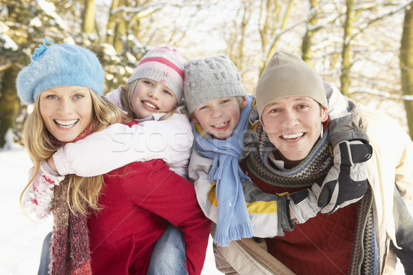 Famille fille homme neige hiver [[stock_photo]] © monkey_business