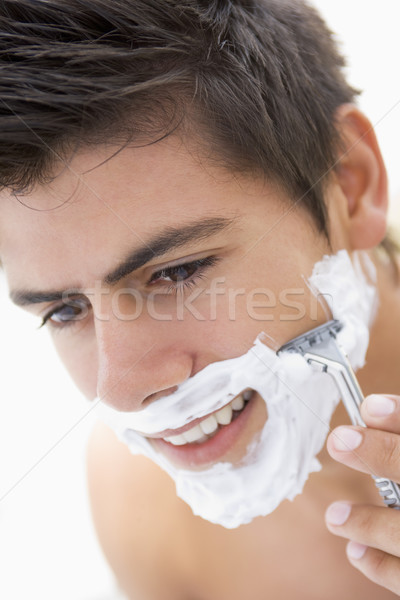 Foto stock: Hombre · sonriendo · retrato · masculina · saludable · manana