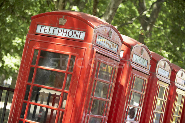 Stockfoto: Rood · telefoon · rij · kleur · Engeland · verbinding