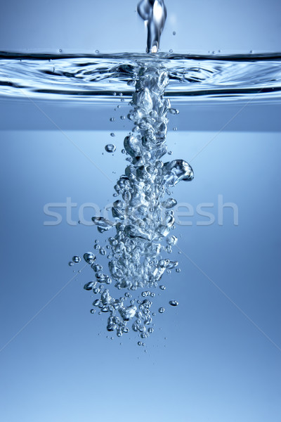 Foto stock: Bubbles · água · fundo · azul · salpico · líquido