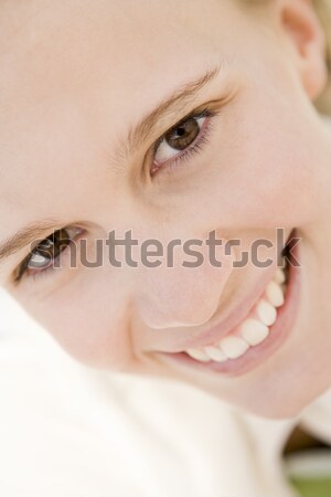 Foto stock: Cabeza · tiro · mujer · sonriente · nina · sonrisa · retrato