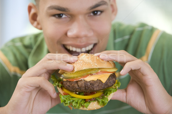 Stock foto: Teenager · Essen · burger · Essen · Küche · Käse