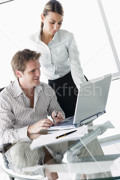 Deux gens d'affaires boardroom portable femme bureau [[stock_photo]] © monkey_business