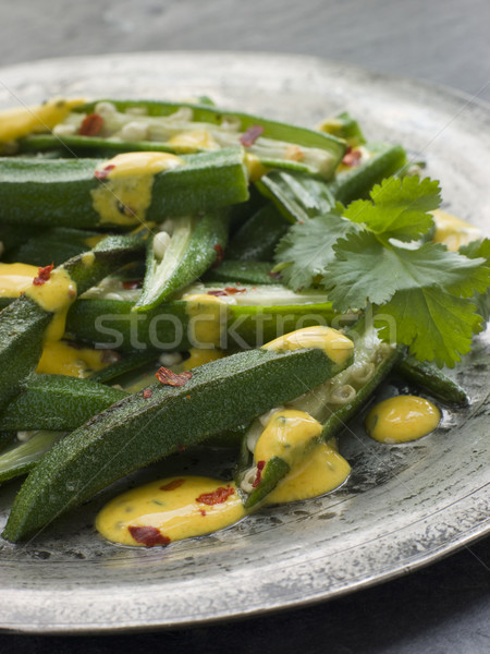 Fried Okra with Yoghurt and Coriander Curry Stock photo © monkey_business