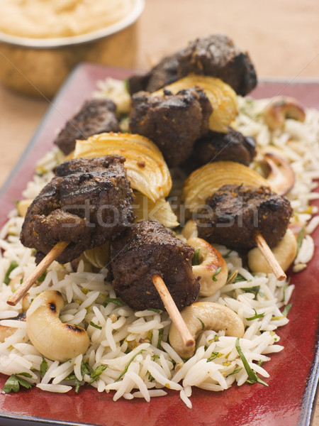 Cardamom Lamb Boti with Cashew Rice Stock photo © monkey_business