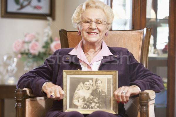 Stockfoto: Senior · vrouw · oude · bruiloft · foto