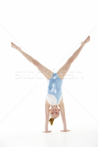 Studio portret tineri femeie gimnast fericit Imagine de stoc © monkey_business