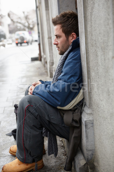 Evsiz genç sokak adam şehir üzücü Stok fotoğraf © monkey_business