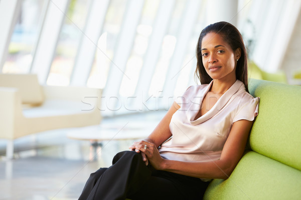肖像 女實業家 坐在 沙發 現代 辦公室 商業照片 © monkey_business