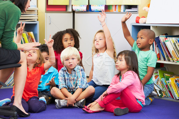 Group of Elementary Pupils In Classroom Answering Question Stock photo © monkey_business