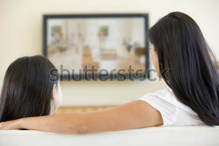Сток-фото: пару · гостиной · Смотря · телевизор · женщину · человека · телевидение