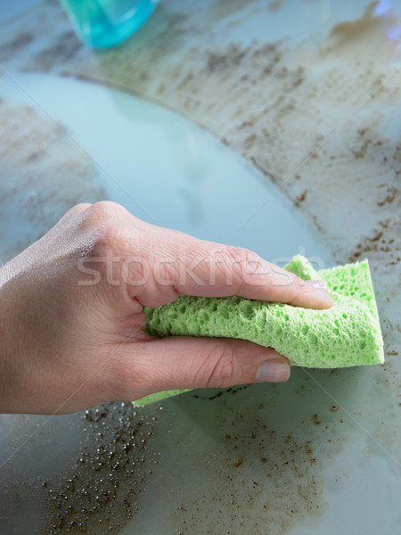 Reinigung Schmierfett Schmutz aus Glas counter Stock foto © monkey_business