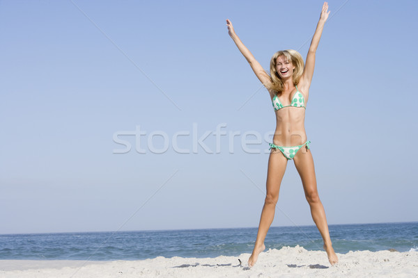 Stock foto: Strandurlaub · tragen · bikini · Frau · Strand