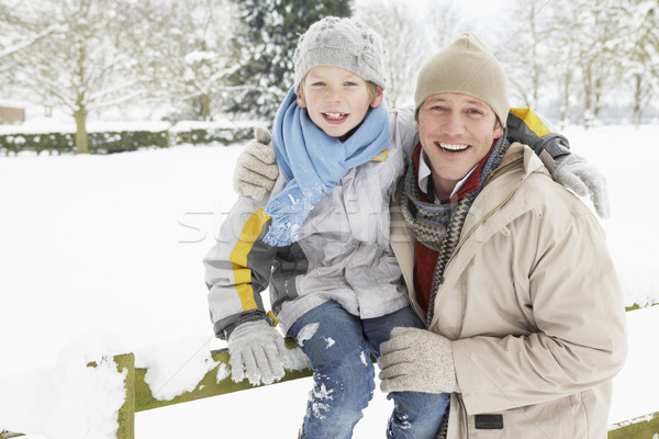 父から息子 立って 外 風景 雪 冬 ストックフォト © monkey_business