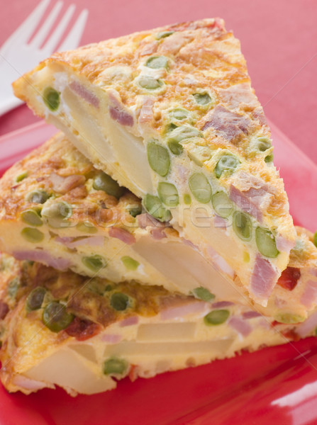 Stock photo: Wedges of Spanish Omelette