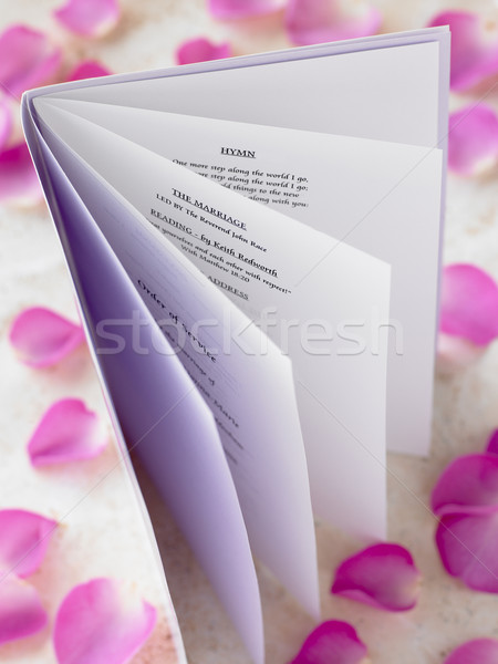 Wedding libretto petali di rosa amore anello matrimonio Foto d'archivio © monkey_business