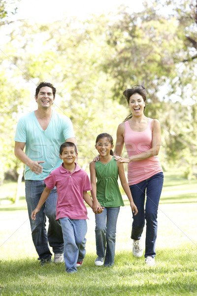 Foto stock: Jovem · família · parque · crianças · homem