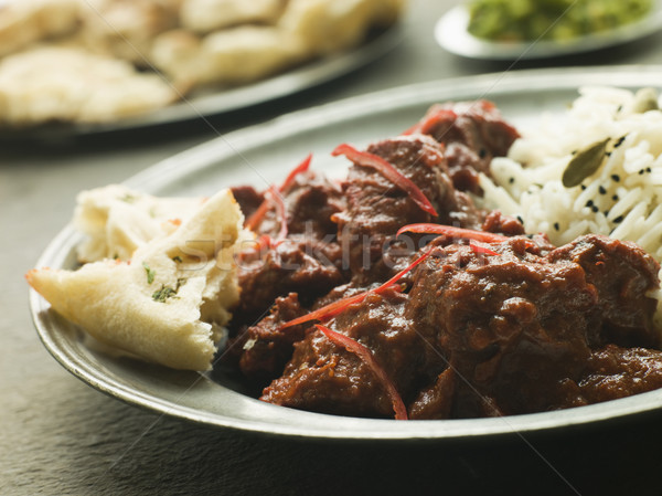 [[stock_photo]]: Plaque · viande · parfumé · basmati · côté · plats