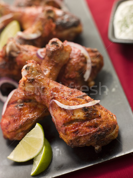 Stijl gebakken kip plaat voedsel vruchten Stockfoto © monkey_business