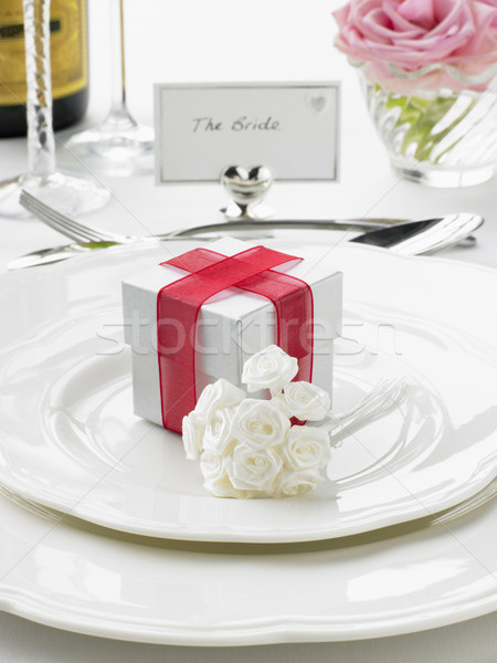 Hely beállítások menyasszony vőlegény recepció virág Stock fotó © monkey_business