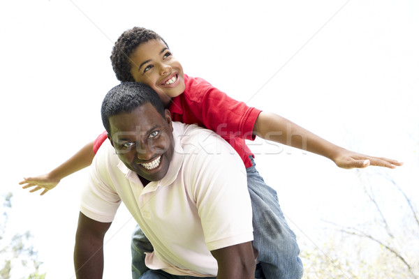 Portret szczęśliwy syn ojca parku rodziny dziecko Zdjęcia stock © monkey_business