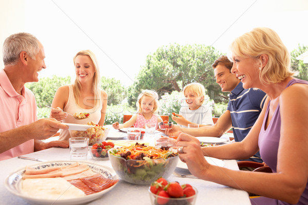 Extended family, parents, grandparents and children, eating outd Stock photo © monkey_business