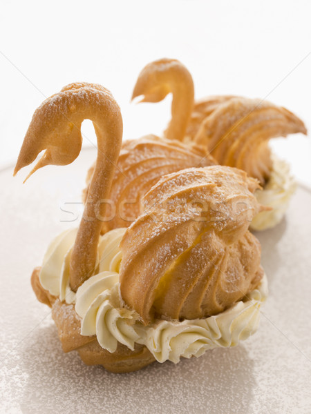 Two Choux Swans filled with Chantilly Cream Stock photo © monkey_business