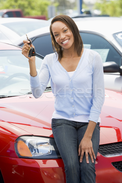 Mujer hasta coche nuevo feliz financiar Foto stock © monkey_business
