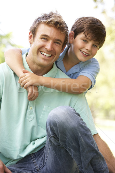 Portret syn ojca parku uśmiech dzieci chłopca Zdjęcia stock © monkey_business